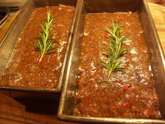CHILI SPIKED VENISON MEATLOAF with roasted sweet potatoes